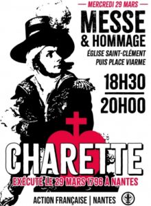 affiche de l'action française appelant au rassemblement mercredi 28 mars à nantes
